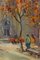 Impressionist Autumn Cityscape, Late 20th-Century, Oil on Canvas, Framed 8