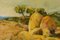 Post Impressionist Landscape with Haystacks, Mid 20th-Century, Oil, Framed, Image 3