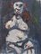 Pintura expresionista de un payaso, mediados del siglo XX, óleo sobre lienzo, enmarcado, Imagen 1