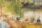 R. Saralid, Giardino estivo impressionista, XX secolo, Olio su tela, Incorniciato, Immagine 5