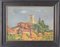 Sant Andreu De Salou, Paesaggio con villaggio in luce dorata, 1946, Olio su tavola, Incorniciato, Immagine 2