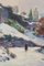 R. Marrera, Paysage de Neige Impressionniste, Milieu du 20e Siècle, Huile sur Papier, Encadré 3