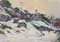 R. Marrera, Paysage de Neige Impressionniste, Milieu du 20e Siècle, Huile sur Papier, Encadré 1