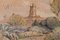 Schizzo post-impressionista di una chiesa in un paesaggio, XX secolo, pastello e matita su carta, Incorniciato, Immagine 3