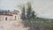 A. Piug, Landschaft mit Bauernhaus und Wildblumenwiese, spätes 19. oder frühes 20. Jahrhundert, Spanien 1