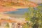 R Saralid, Paesaggio marino impressionista con villaggio, metà XX secolo, olio su tela, Immagine 7