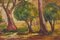 Óleo sobre cartón, árboles y edificio, principios del siglo XX, Imagen 4