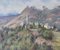 Vicente Gomez Fuste, Village et Montagnes Post-impressionnistes, Milieu du 20e Siècle, Huile sur Toile 1