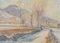 Paysage de Neige Impressionniste avec Village de Montagne, 1930s, Huile sur Toile, Encadrée 1