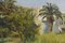 Impressionistische Szene mit Villa und Palmen, 20. Jh., Öl an Bord 4