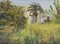 Impressionist Scene with Villa and Palm Trees, 20th Century, Oil on Board 1