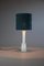 White Smoked Glass Table Lamp with Aquamarine Shade 9