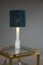 White Smoked Glass Table Lamp with Aquamarine Shade 3