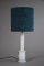 White Smoked Glass Table Lamp with Aquamarine Shade 1