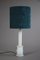 White Smoked Glass Table Lamp with Aquamarine Shade, Image 1