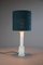 White Smoked Glass Table Lamp with Aquamarine Shade 12