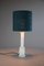 White Smoked Glass Table Lamp with Aquamarine Shade, Image 12