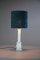 White Smoked Glass Table Lamp with Aquamarine Shade 7