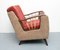 Sessel in Beige & Rot, 1950er 5