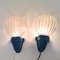 American Art Deco Blue Ribbed Glass Wall Sconces by Marbo, Set of 2 8