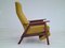 Danish Teak & Wool High-Backed Armchair with Fold-Out Footrest, 1970s 9