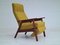 Danish Teak & Wool High-Backed Armchair with Fold-Out Footrest, 1970s 1