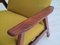 Dänischer Sessel aus Teak & Wolle mit hoher Rückenlehne und ausklappbarer Fußstütze, 1970er 2