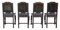 Antique Portuguese Oak & Leather Dining Chairs, 19th Century, Set of 4, Image 7