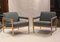 Scandinavian Armchairs in Blue Fabric & Beech, Set of 2 15