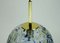 Mid-Century Blue Glass Brass Hanging Lamp by Doria Leuchten 3