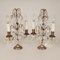 Französische 2-Leuchten Tischlampen aus Silber & Kristallglas mit Anhänger-Ornamenten, 2er Set 6