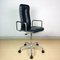 Mid-Century Chrome and Black Leather Supporto High-Back Office Armchair by Frederick Scott for ICF Milano, 1980s, Image 1