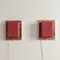 Copper Wall Lamps with Red Hood by Aqua Signal, 1980s, Set of 2 3