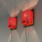 Lampade da parete in rame con paralume rosso di Aqua Signal, anni '80, set di 2, Immagine 6