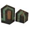 Sculptural Studio Pottery Boxes in Sage Green and Black, Set of 2 1
