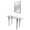 Table Console et Miroir en Verre, Laiton et Chrome, Italie, 1970s, Set de 2 1