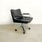 Mid-Century Modern Italian Steel and Black Leather Office Armchairs, 1970s 4