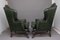 Large Early 20th Century Walnut Wingback Armchairs, Set of 2 12