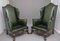 Large Early 20th Century Walnut Wingback Armchairs, Set of 2 1