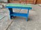 Antique Blue Painted Wooden Bench, Image 1