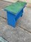 Antique Blue Painted Wooden Bench 4