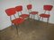 Set de Chaises en Formique Rouge, 1970s, Set de 4 1