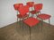 Set de Chaises en Formique Rouge, 1970s, Set de 4 2