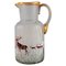 Russian Art Glass Beer Jug with Hand-Painted Deer from Legras Saint Denis 1