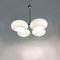 Italian Space Age Steel and Glossy Opaline Glass Four-Light Ceiling Lamp, 1970s 5