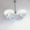 Italian Space Age Steel and Glossy Opaline Glass Four-Light Ceiling Lamp, 1970s 2