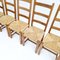 Brutalist Oak Antique Dining Chairs with Rush Seating, Set of 6 2