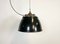 Lámpara colgante industrial de fábrica esmaltada en negro, años 50, Imagen 2