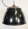 Lámpara colgante industrial de fábrica esmaltada en negro, años 50, Imagen 1