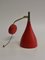 Verstellbare Mid-Century Wandlampe aus Messing & Rot von Louis Kalff für Cosack, 1950er 2